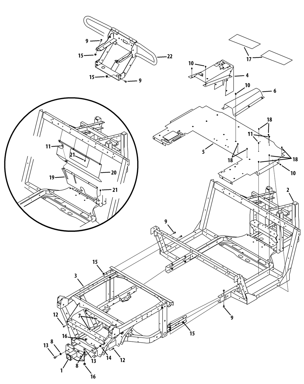 Frame And Bumper Diagram and Parts List for 46D 4X4-37ACD710 Cub Cadet Lawn Tractor Accessories